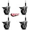 Service Caster 4'' Black Poly Swivel 3/4'' Expanding Stem Caster Set with Brake, 4PK SCC-EX20S414-PPUB-BLK-PLB-34-4 - alternate 3